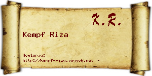 Kempf Riza névjegykártya